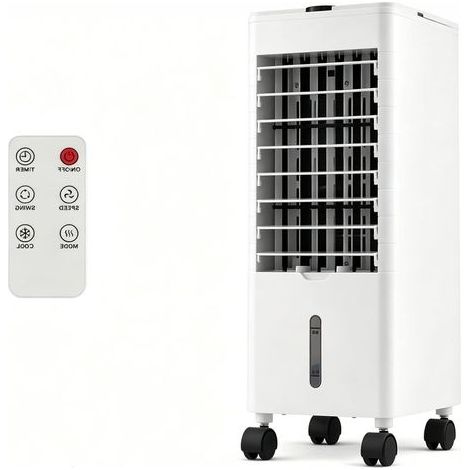Tragbare Verdunstungsklimaanlage, 4-in-1-Gerät: Leiser Luftkühler, Luftbefeuchter, Ionisator und Ventilator, 3 Geschwindigkeitsstufen, 3 Modi, 6-Liter-/12-Liter-Tank, 7,5-Stunden-Timer, Fernbedienung (1/4)