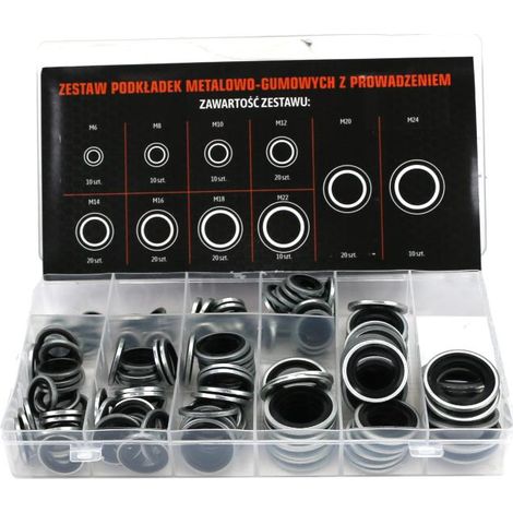 RONDELLA METALLICHE E IN GOMMA SET 150 PEZZI TEGER METRIC IN POLLICI (1/2)