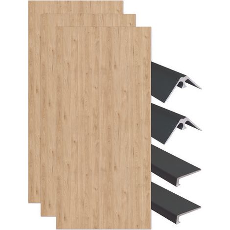 ONDEE - Kit instalación paneles murales nicho FLORA madera 120cm perfil negro (1/4)