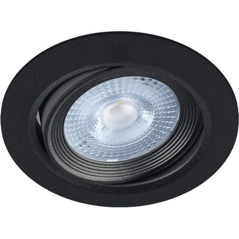 Silamp – Spot LED encastrable orientable 5W rond noir SMD – Lumière blanche chaude 2300K – Angle d'éclairage 60° – Installation facile 220V