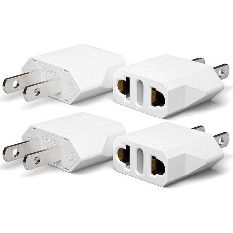 4 Stück USA Reisestecker Adapter, Frankreich auf US Adapter, USA Adapter Deutschland Stecker Europa Stecker Amerika/Kanada/Mexiko/Italien/Schweiz/Brasilien-Weiß