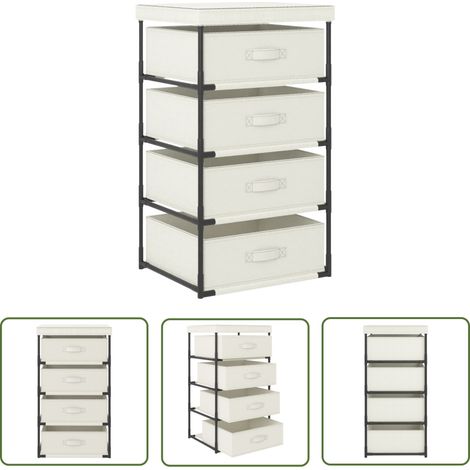 The Living Store Étagère de rangement avec 4 paniers en tissu Acier Crème - Étagère De Rangement - Meuble De Rangement - Bibliothèque - Rangement Intérieur - Organisation Maison (1/5)
