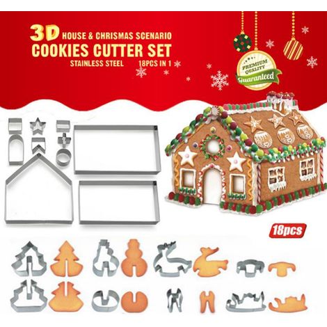 Emporte-pièce Maison De Noël - En Acier Inoxydable - Pour Biscuits Et Pâtisseries - 18 Pièces - Boîte Cadeau (1/5)