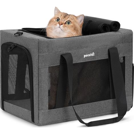 Sac de Transport pour Chat L, Cadre Ultra Stable, Pliable, Gris (1/5)