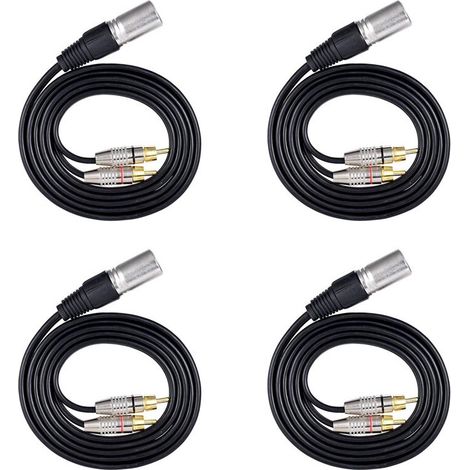 Se trata de un conector en Y para cables de audio estéreo de 4 conectores XLR macho a 2 conectores RCA macho, adecuado para mesas de mezclas, amplificadores y micrófonos (1,5 metros).