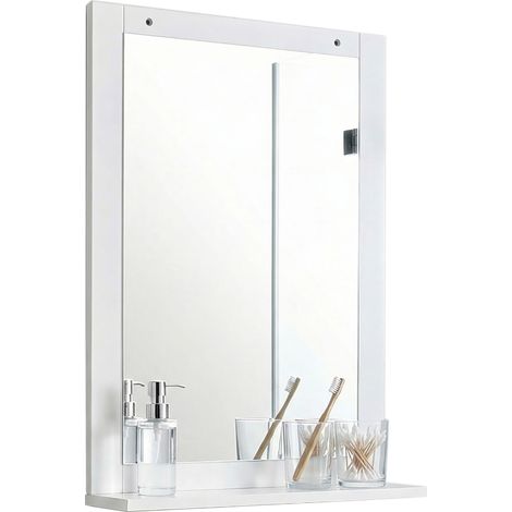 Espejo de baño de madera espejo colgante Nilari 70x50x12 - VCM