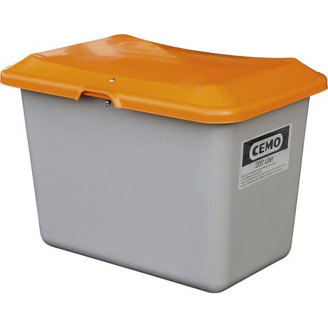 Conteneur à sable L890xl600xH640mm 200l en GFK gris/orange avec ouverture de prélèvement (1/2)