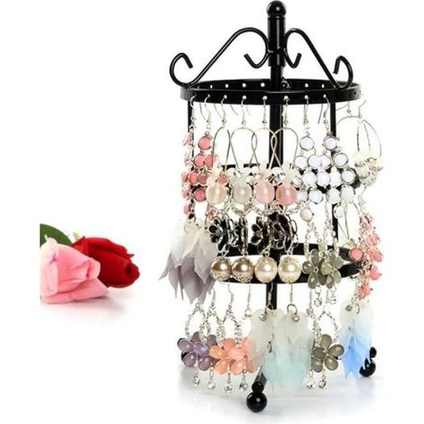 Présentoir bijoux - AIZHIYUAN France - Porte Bijoux 3 Tiers 72 Trous Rotatif - Métal - Noir (1/4)