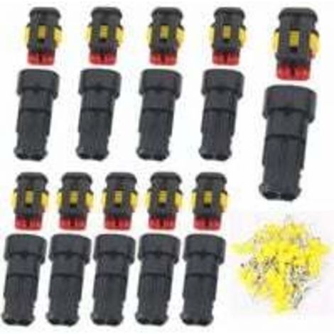 Imperméable à l'eau Connecteur 12V, Connecteur étanche électrique Prise Male et Fem 1,5 mm Terminaux, Waterproof Fil électrique Connecteur pour Moto Auto Truck (2 Pin 10 Pack) (1/5)