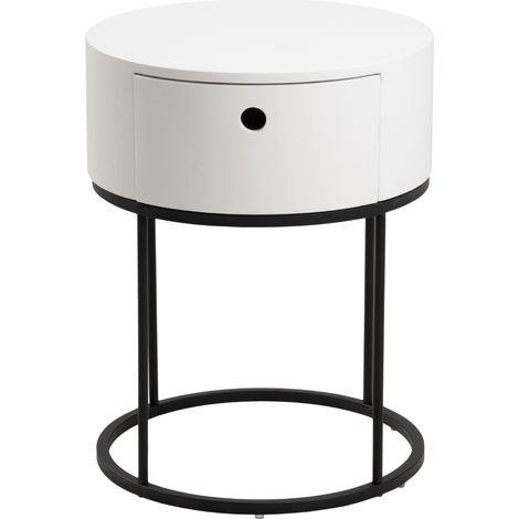 Mesita de noche blanca Polo con cajón (1/5)