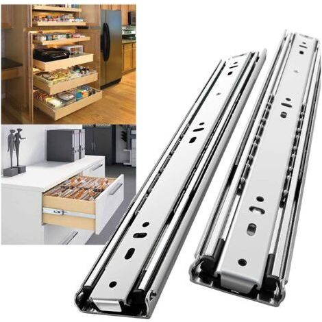 1 Pair Heavy Duty Drawer Slide, Load Capacity Up to 68KG, 3-Fold Full Extension, Side Mount Extension 45mm, 450 mm 18 inch (1/4)