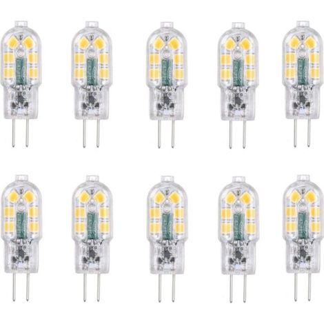 Promotion G4 LED Bulb 2W, 20W Equivalent Halogen Bulbs, Cool White 6000k, 200Lm, 12x SMD, 12V AC/DC - Pack of 10