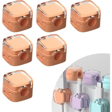 6-teiliger magnetischer Kabelhalter – Unauffällige Befestigung für Ladegeräte, HDMI-, USB- und Audiokabel – Orange