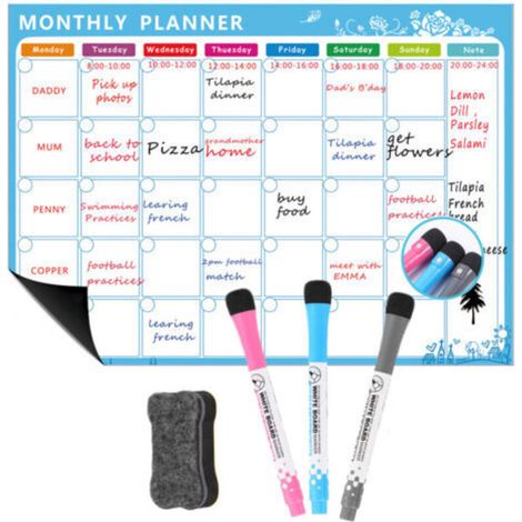 Tableau Blanc Magnétique - Planificateur De Repas Hebdomadaire - Planificateur Familial - Tableau Blanc Effaçable -Organisez-Vous Pour Réduire Le Stress Dans Votre Vie DRIVE