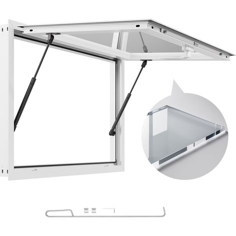 VEVOR Ventana de Servicio con Marco Aleación de Aluminio para Camión de Comida, con Toldo y Gancho de Arrastre, Apertura 85°, Resistente a la Lluvia para Remolques de Comida, 943 x 638 x 80 mm (1/5)