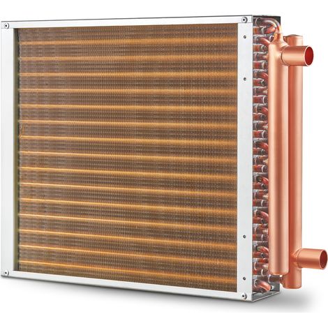 Mophorn Wärmetauscher Wasser zu Luft, 16"x 16", 3-Reihe, 3/8" Kupferanschlüsse, 193 Aluminiumlamellen. Ideal für Außenholzöfen, Wohnraumheizung und -kühlung und Zwangsluftheizung
