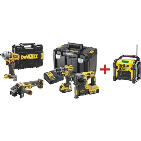 Dewalt Schachermayer Powerpaket Bau Akku-Set Bau 18 V 8-teilig mit DCD796 DCH273 DCF892NT-XJ DCG405NT DCR019 2x 5,0 Ah T-STAK Box (1/4)