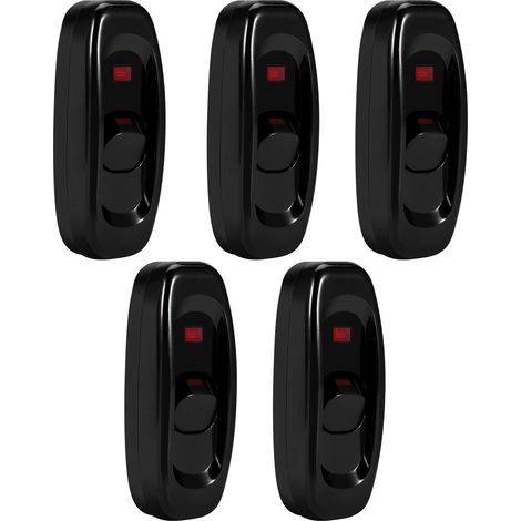 AC 250V 10A Interrupteur sur Câble en Ligne Marche/Arrêt pour Lampe de Table/Bureau avec Voyant LED Noir (1/5)