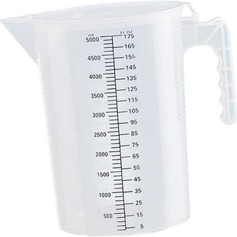 Tasse à mesurer transparente graduée, grand récipient pour liquides avec poignée (5 L), accessoires de cuisine pour salons de thé (1/5)