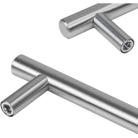 Lot de 20 poignées barre inox brossé Ø12 mm – 150x32 mm, entraxe 96 mm, vis incluses (1/3)