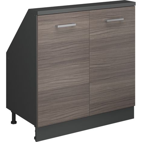 Meuble de rangement sous pente Rion, Gris noble/Anthracite, avec 2 portes, Vicco