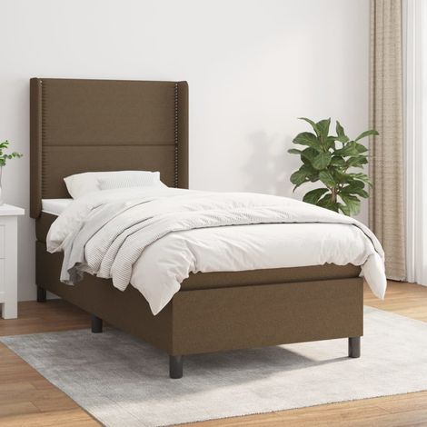 Boxspringbett mit Matratze Dunkelbraun 100x200 cm Stoff vidaXL (1/5)