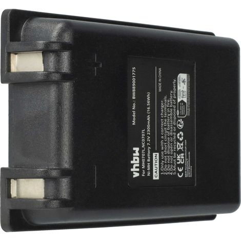 vhbw 1x batería reemplaza Autec MH0707L, NC0707L para mando a distancia industrial (2300 mAh, 7,2 V, NiMH) - negro