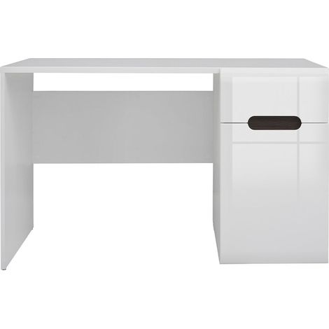 Escritorio 1 cajón 1 puerta Darrel Blanco lacado y Madera (1/4)