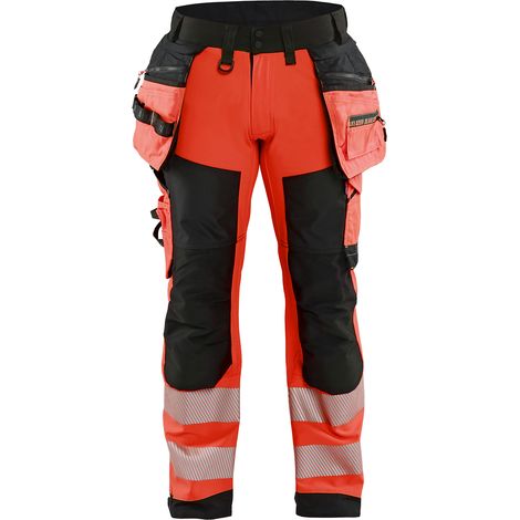Pantaloni da lavoro softshell ad alta visibilità Classe 2 1820 - Rosso/Nero 4XL - FR(58) - SE(C64) - Corti