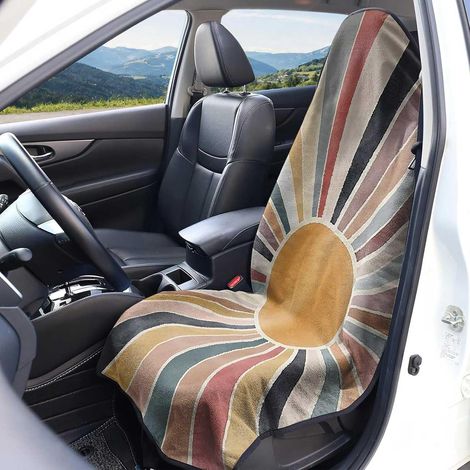 Universal Car Seat Cover in Terry Cloth, Universal Microfiber Car Seat Cover Accessory for Most Cars, Vans (Sun 1, 1 Piece) (1/5)