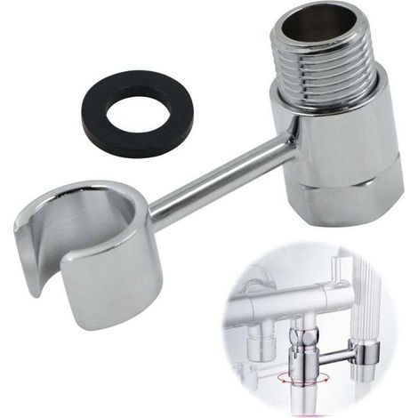 Support Pommeau Douche Douchette Accroche - Raccordement 20mm éCrou Porte Universel RéGlable 360° Pomme Mural Salles Bains Lance Toilette Main Remplaç Able Sans PerçAge Laiton Chromé (1/5)