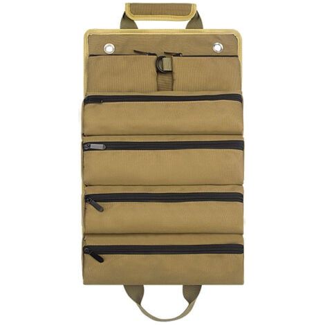 Sac de quincaillerie roulé kaki jardin électricien menuiserie sac de quincaillerie épaissi sac d'outils de quincaillerie voiture sac de rangement d'outils (1/5)