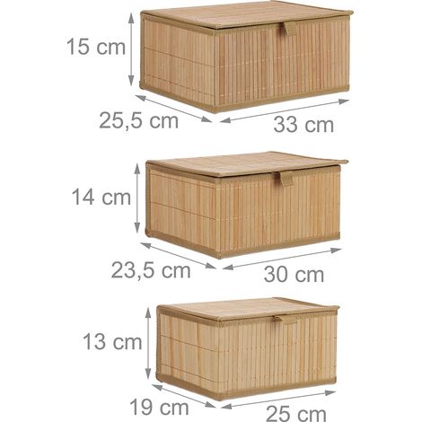 Set di 3 cestini portaoggetti decorativi in bambù naturale 1300024913