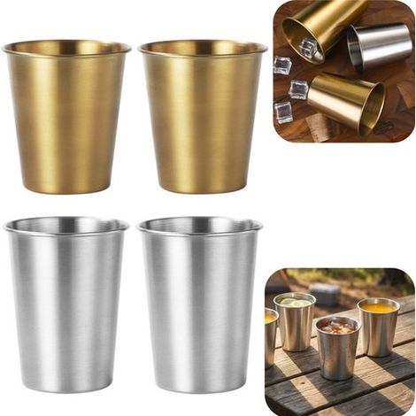 Gobelets en acier inoxydable lot de 4 - tasses 500 ml empilables, multicolore (1/5)