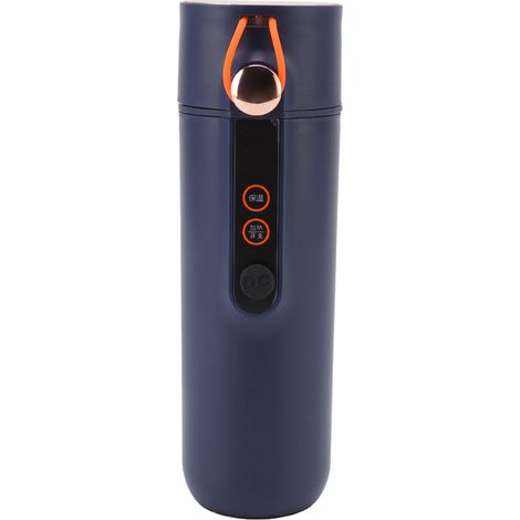 Mug chauffant 460 ml, isolation thermique 12 h, acier inoxydable, idéal pour les voyages et la voiture, compatible allume-cigare, 12 V/24 V, bleu foncé (1/5)