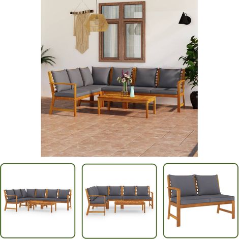 The Living Store 5-tlg. Garten-Lounge-Set mit Auflagen Massivholz Akazie - Gartensitzgruppe - Loungesessel - Gartenmöbel - Outdoormöbel - Esszimmergarnitur (1/5)