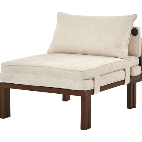 2-in-1 Falt-Schlafsofa aus beigem Samt mit USB- und Type-C-Anschluss MODENUIT (1/5)