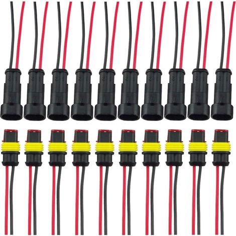 Connecteur Étanche 2 Broches - Prise et Douille Électriques pour Véhicules - Température -40 à +120 °C - PVC - 10 Pièces (1/5)