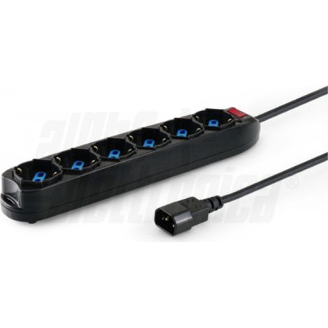 Regleta alpha electronic 6 tomas p40 con interruptor cable 1,5 m negro - 23-054/06