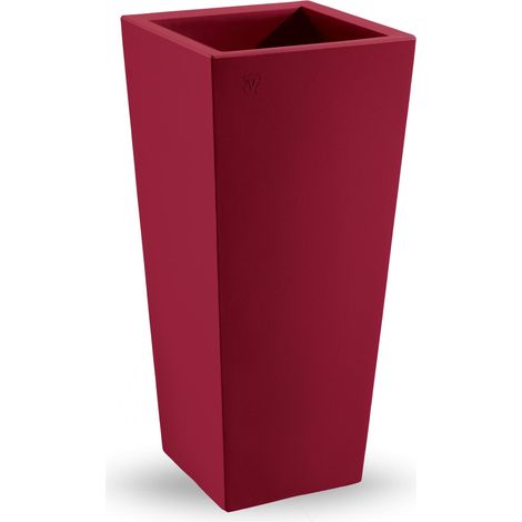 Cache pot quadrato in resina "Genesis" h. 85 cm. Rosso Oriente