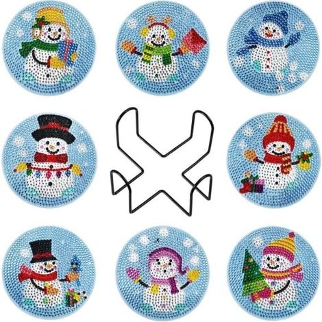 Kit de sous-verres de Noël en peinture diamant avec support (1/5)