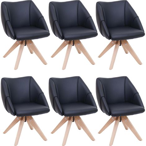 6er-Set Esszimmerstuhl HHG-525, Küchenstuhl Drehstuhl Polsterstuhl Esstischstuhl, drehbar Holz Kunstleder schwarz