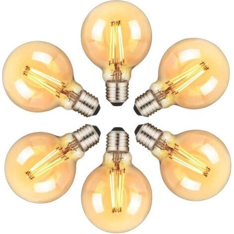 E27 LED-Glühbirnen, 6er-Pack Vintage-Edison-Glühbirnen, 6 W (entspricht 60 W), 2200 K, warmweißes Glühfaden-LED, Retro-Dekorationslampe für Zuhause, Restaurant, Café, Bar (1/5)