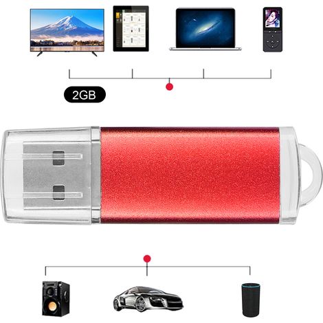 Clé USB 2GB Rouge Transparente - Mémoire Portable pour PC et Tablette
