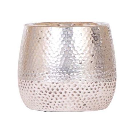 Cache-pot en Céramique Argenté Brillant pour Plantes et Décoration Intérieure - Ø 9 cm - PANGIVO (1/4)