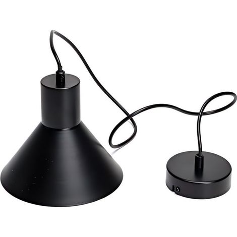 Suspension minimaliste fer noir, douille E27, style nordique, éclairage sobre pour intérieur moderne (1/3)