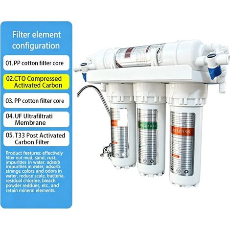 Système de Filtration d'Eau, Non Électrique, Filtration en 5 Étapes, 5ST purificateur d'eau (1/2)