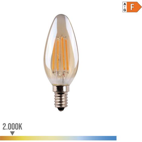 Bougie à Filament LED EDM Ampoule en Verre Vintage E14 4,5W 400lm 2000K Lumière Chaude Ø3,5x9,8cm (1/3)