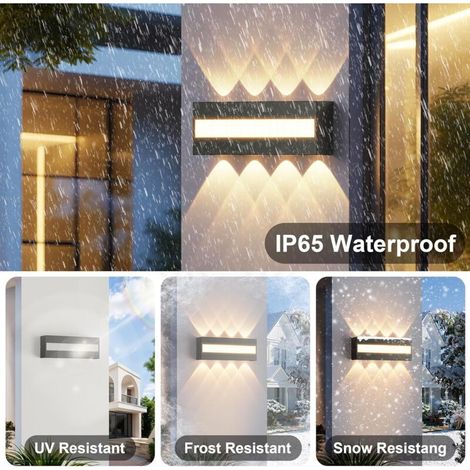 Applique da esterno a LED, impermeabile IP65, luce bianca calda 3000K, in alluminio, ideale per soggiorno, giardino, pareti di casa e patio. (1/4)