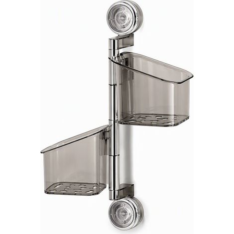 Étagère murale rotative à ventouse gris translucide 2 niveaux (1/5)